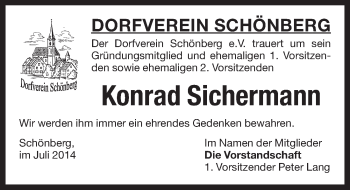 Traueranzeige von Konrad Sichermann von Pegnitz-Zeitung